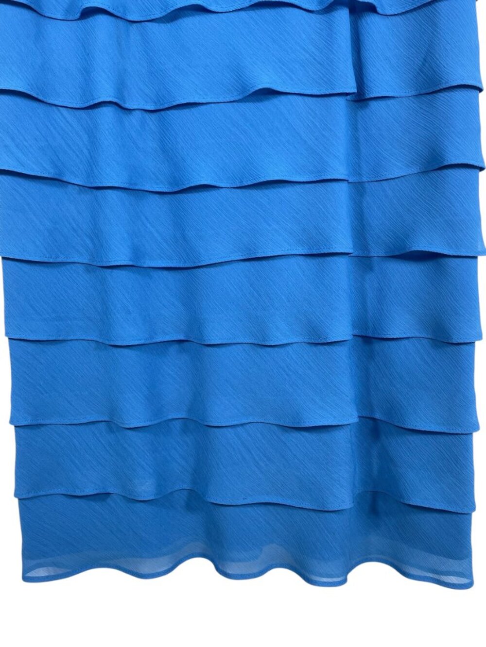 London Times Blue Tiered Chiffon Cocktail Dress Sleeveless V-Neck Size 8 - Picture 6 of 11
